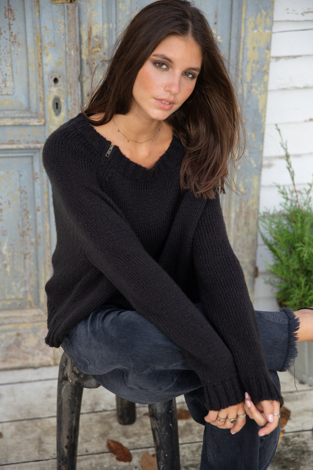 Charlotte Zip Crew Sweater