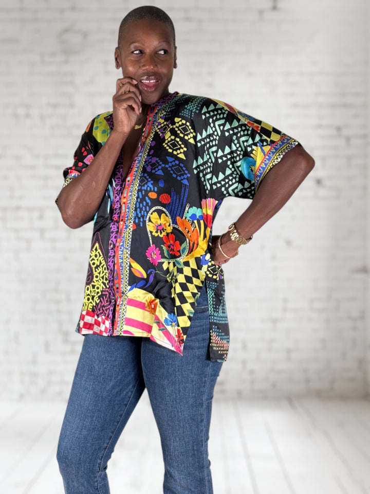 Audrey Short Sleeve Mandarin Collar Tunic