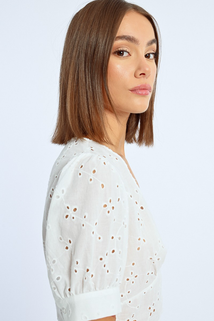 Puff Sleeve Deep V Top