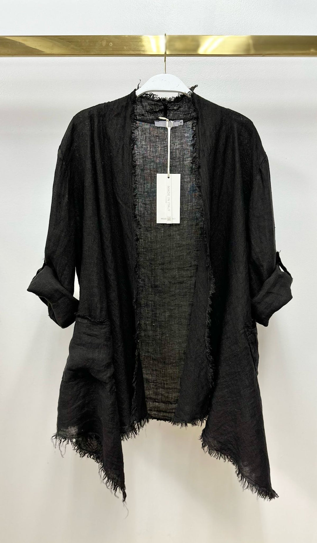 Linen Asymmetrical Open Front Cardigan
