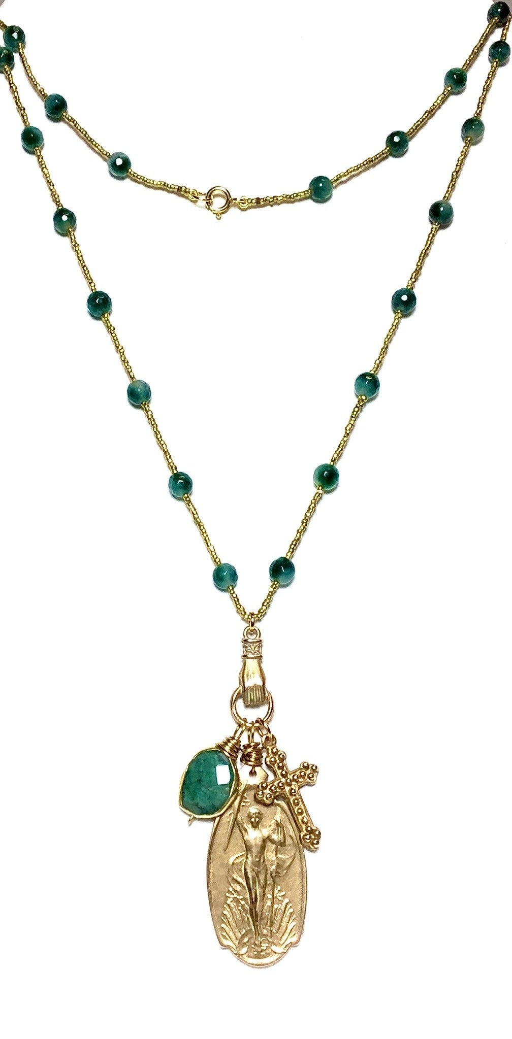 Hand Cross Coin Necklace