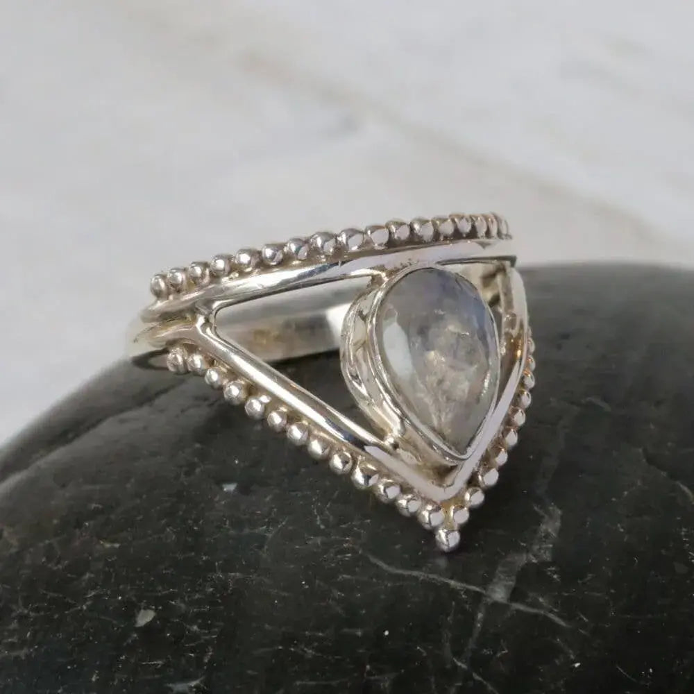 Triangle Sterling Moonstone Ring
