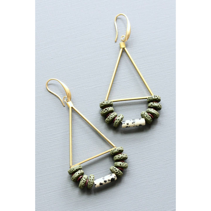 Moss Green Geo Earrings