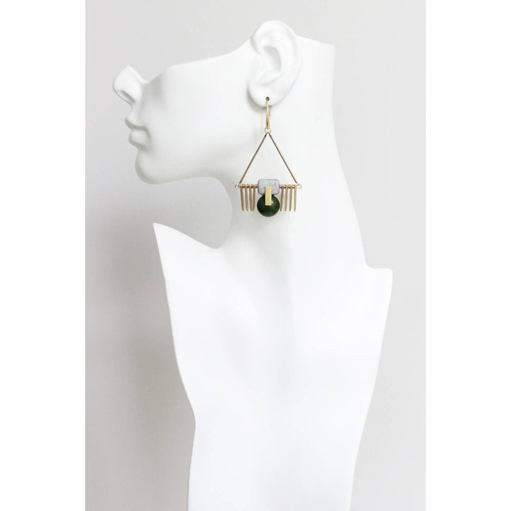 Hunter Green + Gray Earrings