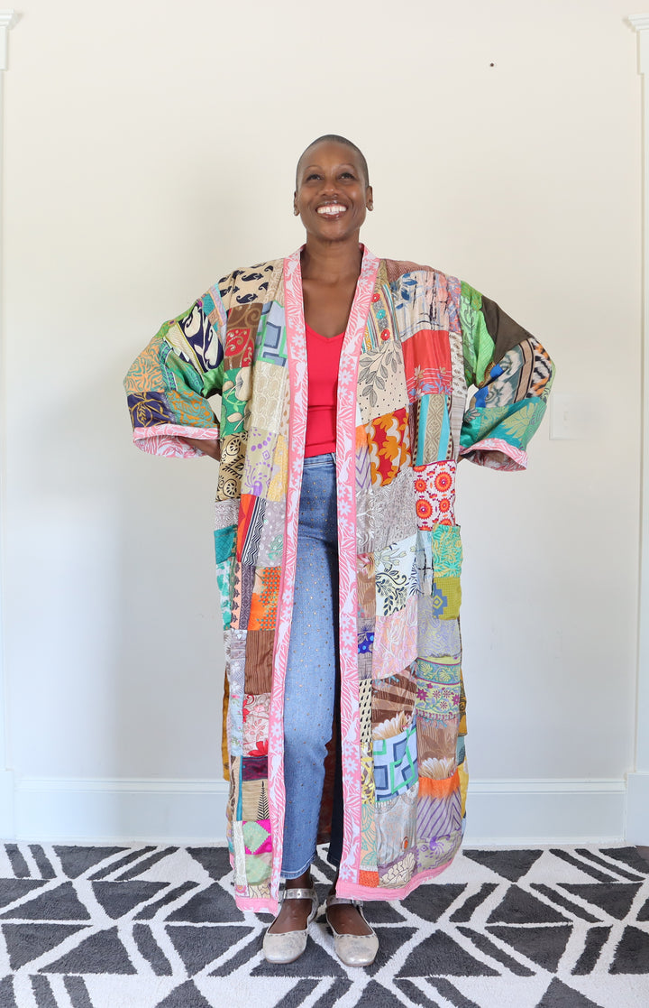 Reversible Silk Sari Patch Kimono