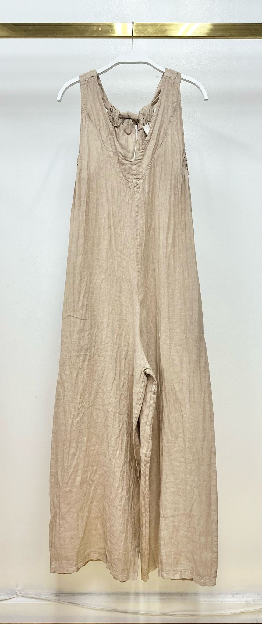 Linen V-Neck Tie Back Jumpsuit