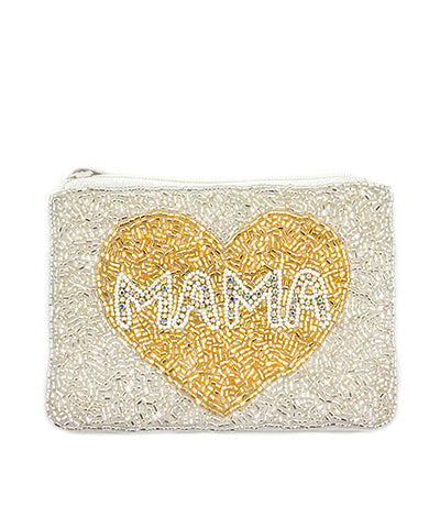 Mama Heart Beaded Coin Purse