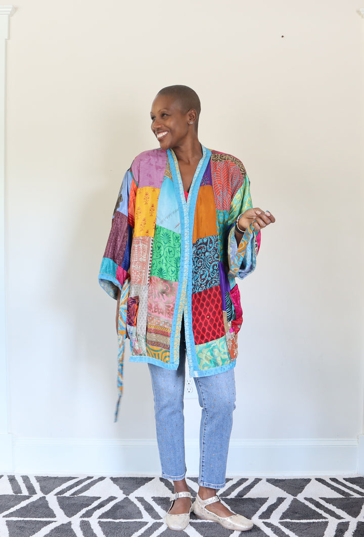 Reversible Silk Sari Patch Kimono