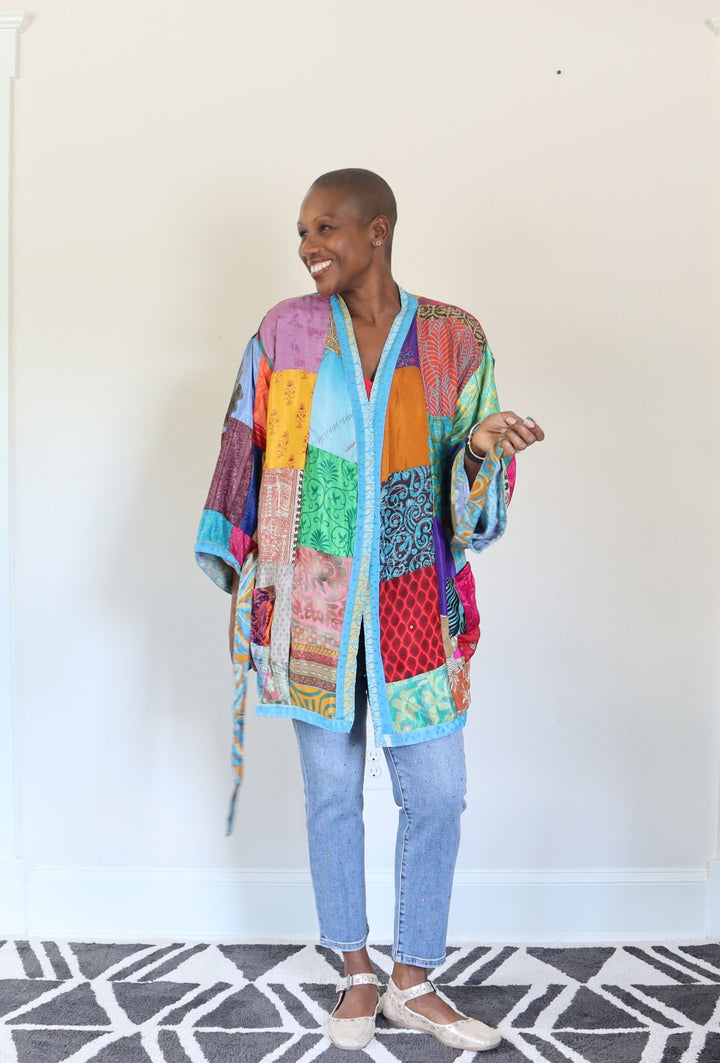 Reversible Silk Sari Patch Kimono