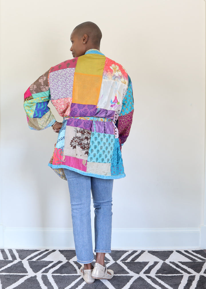 Reversible Silk Sari Patch Kimono