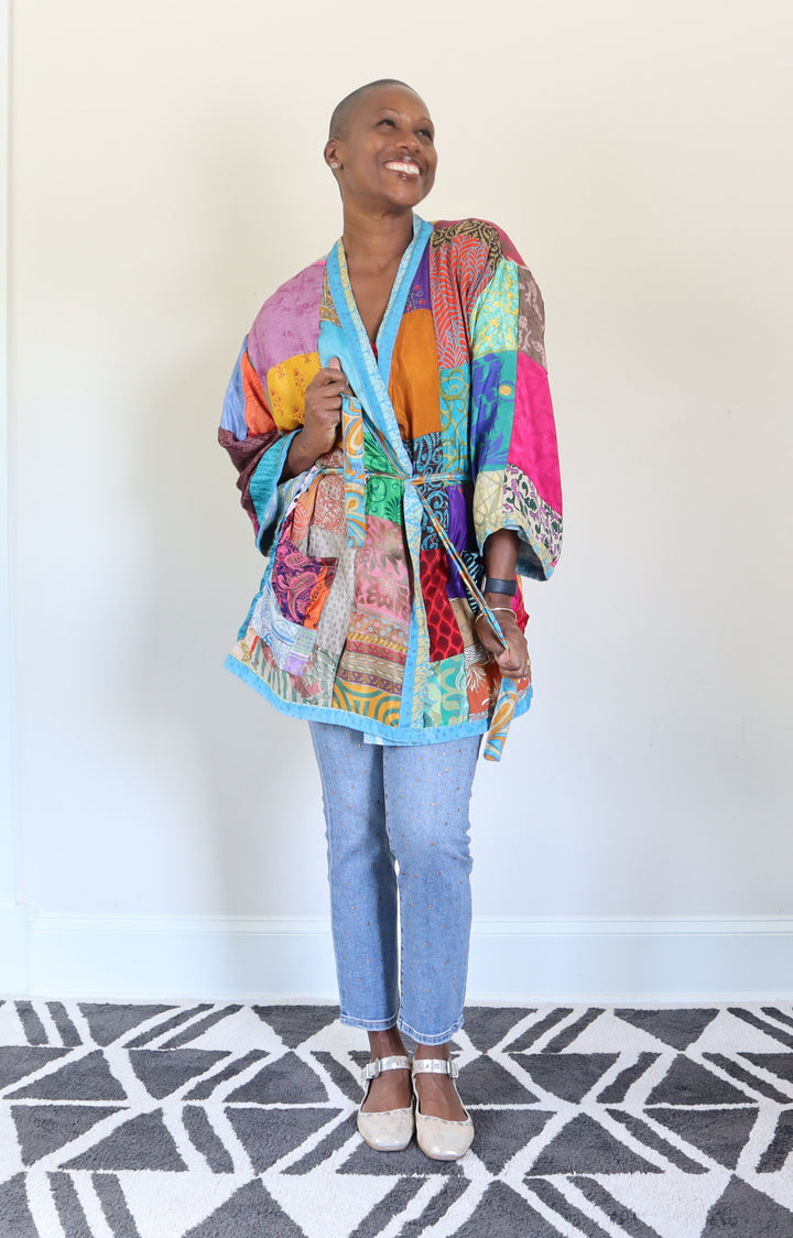 Reversible Silk Sari Patch Kimono