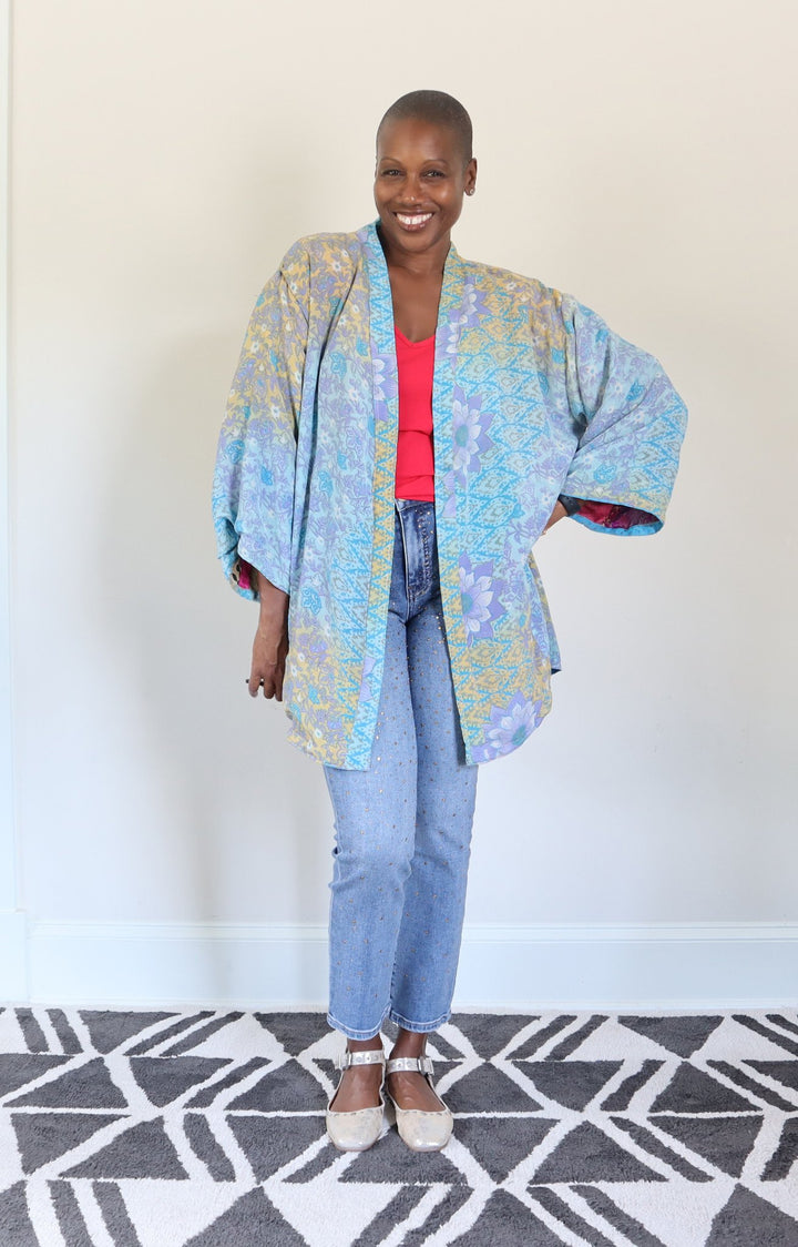 Reversible Silk Sari Patch Kimono