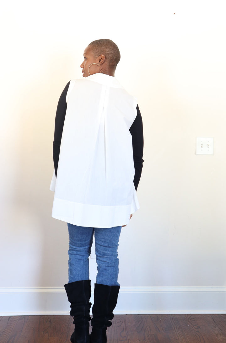 Contrast Knit Sleeve Shirt