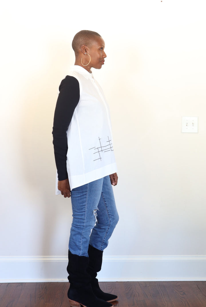 Contrast Knit Sleeve Shirt