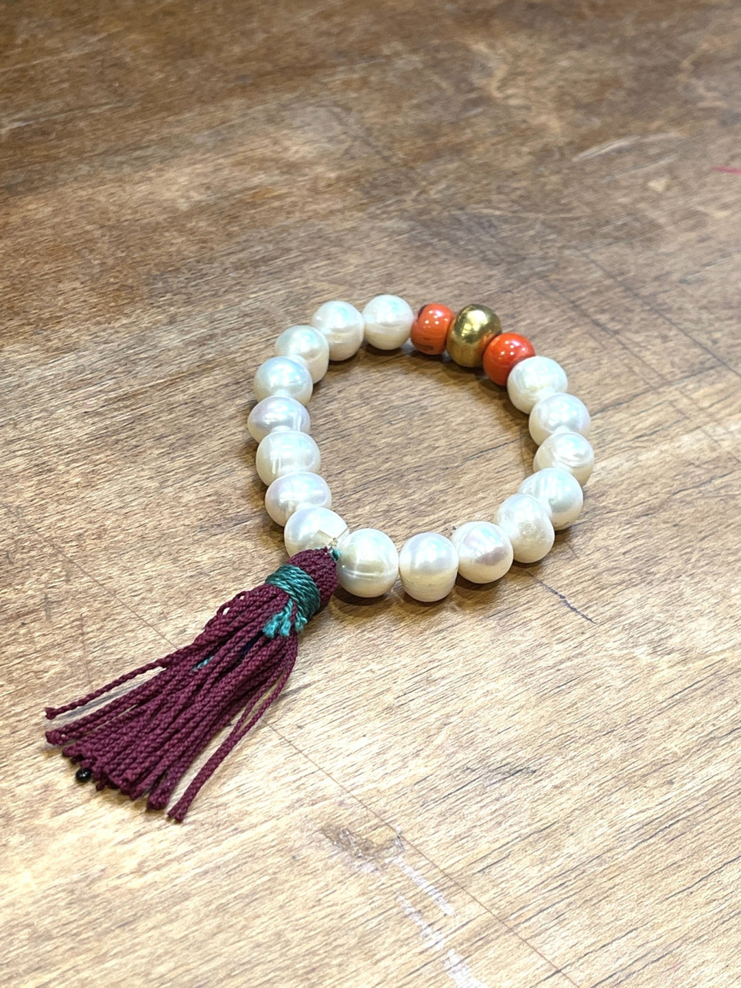 Ikat Pearl Tassel Stretch Bracelet
