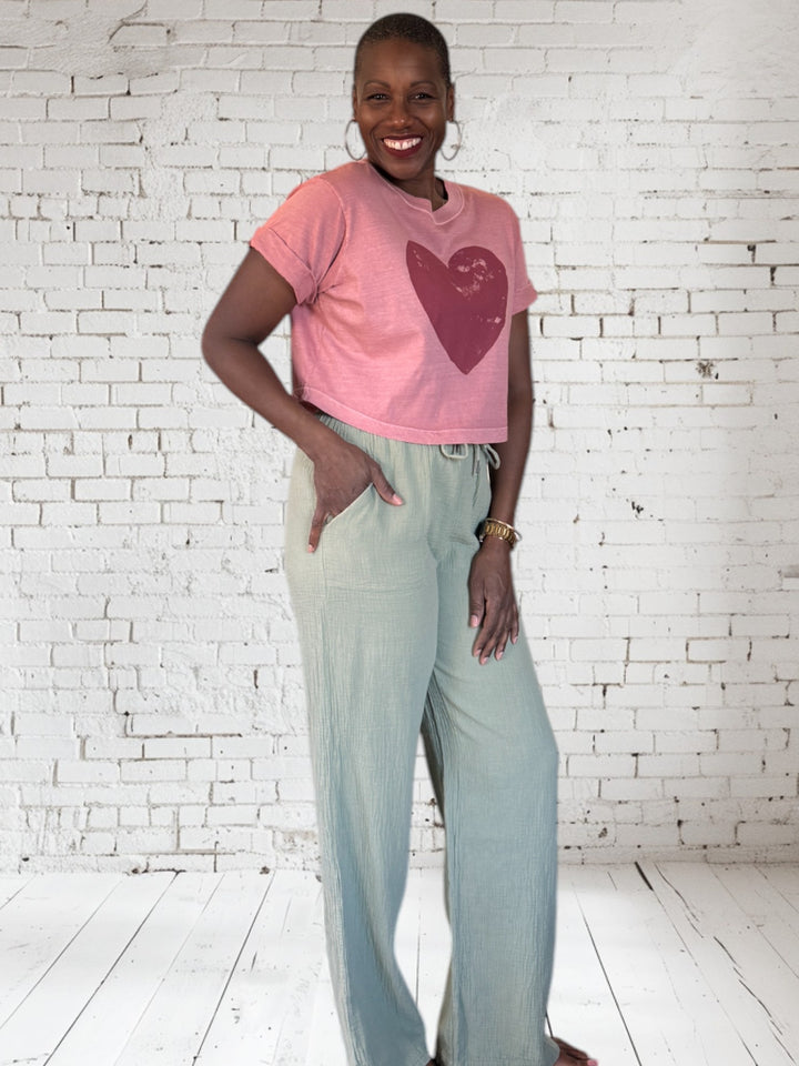 Wide Leg Pant W/Small Waistband