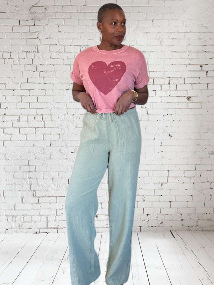 Wide Leg Pant W/Small Waistband