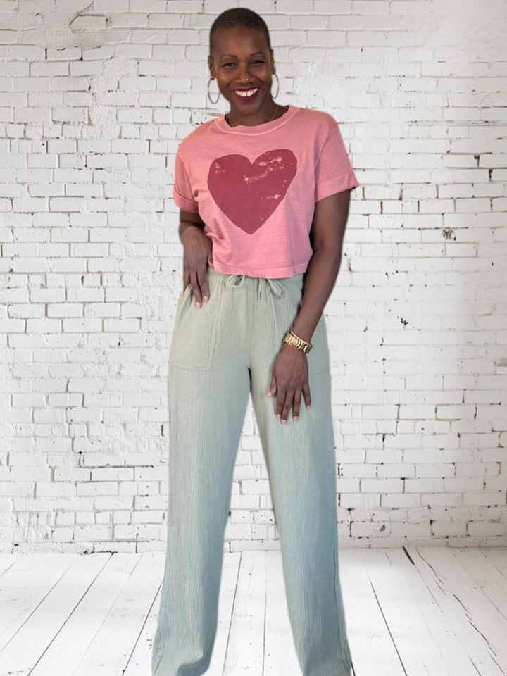 Wide Leg Pant W/Small Waistband