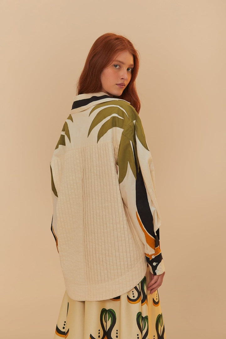 Coconut Tree Flow Cutwork Pleated Blouse