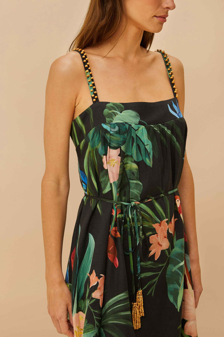 Midnight Macaw Fiesta Sleeveless Mini Dress