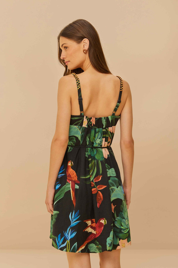 Midnight Macaw Fiesta Sleeveless Mini Dress