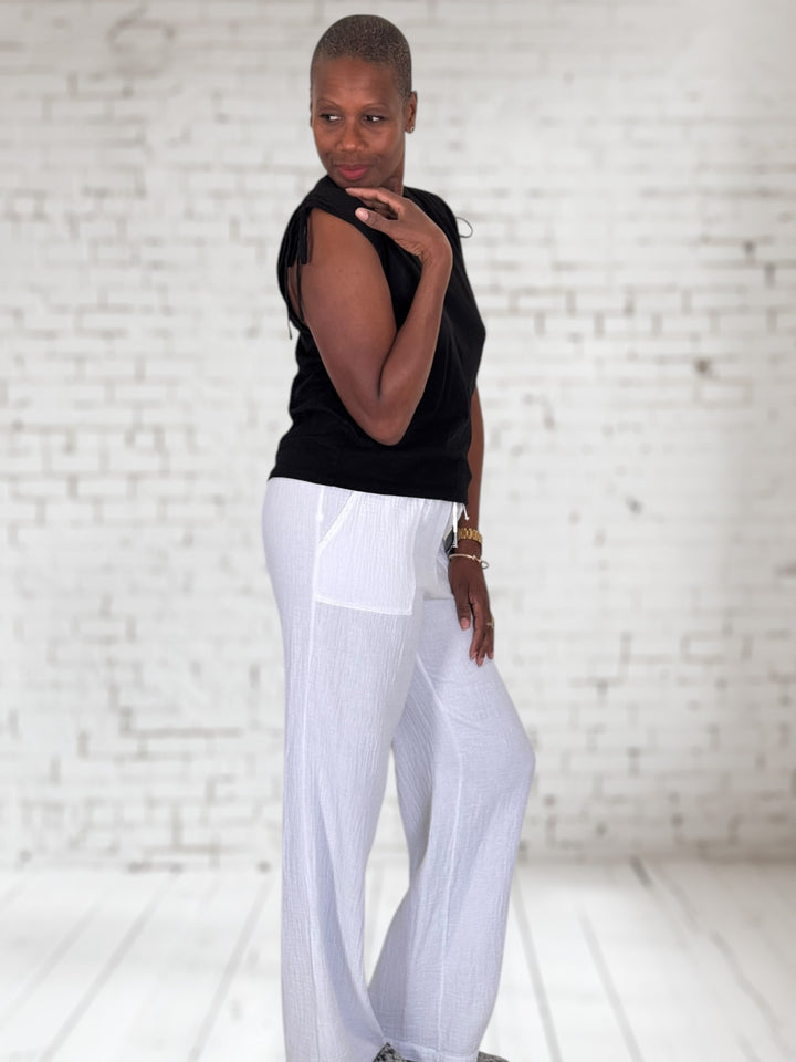 Wide Leg Pant W/Small Waistband