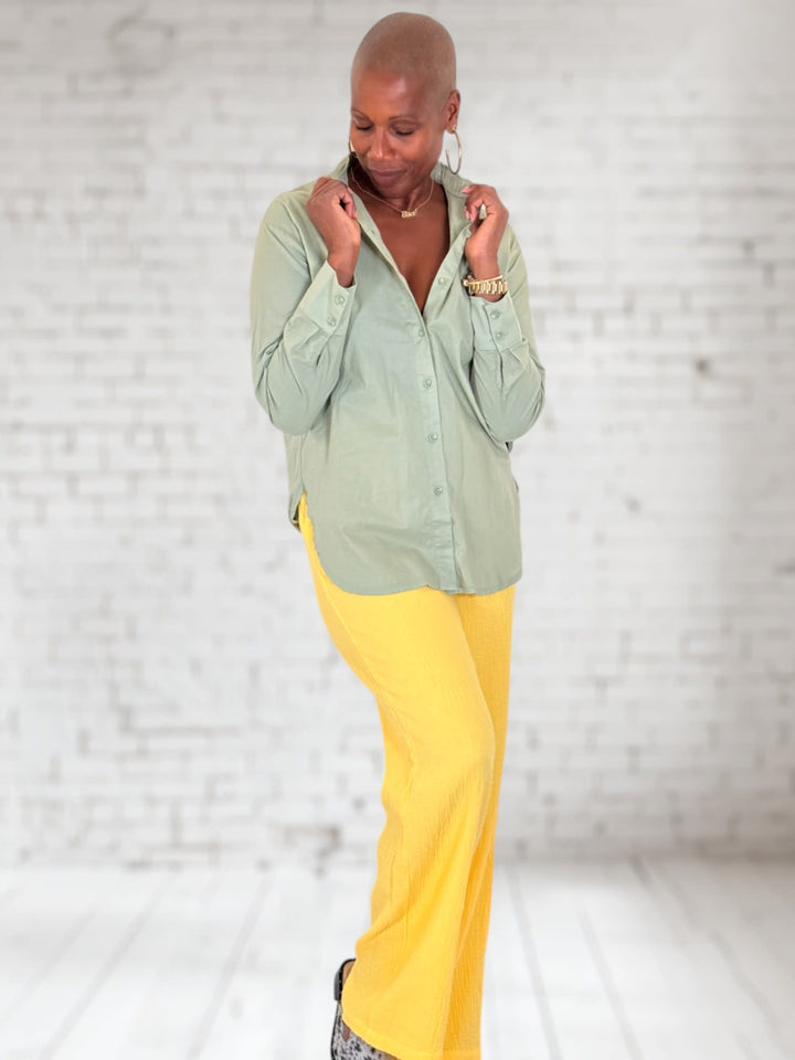 Drop Shoulder Button Front Tunic
