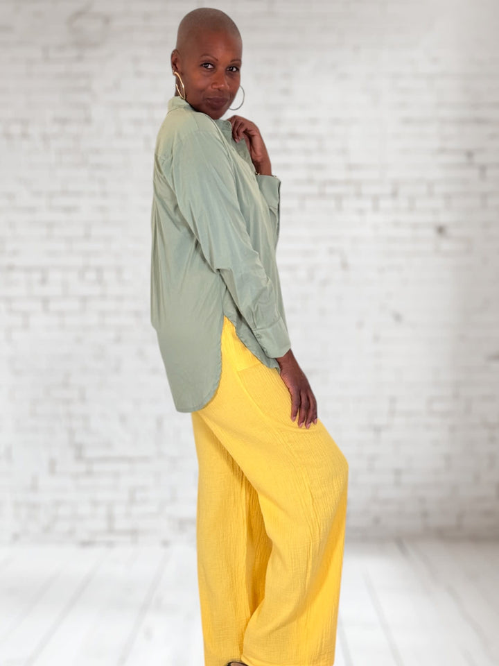 Drop Shoulder Button Front Tunic