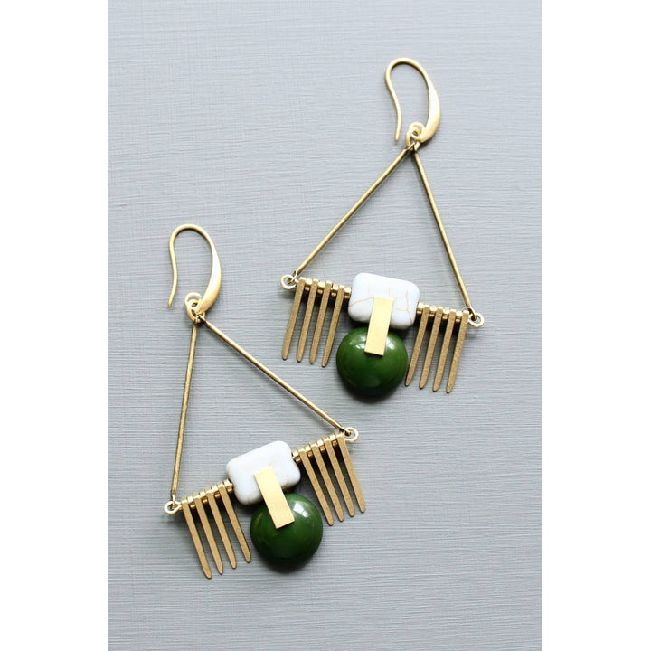 Hunter Green + Gray Earrings