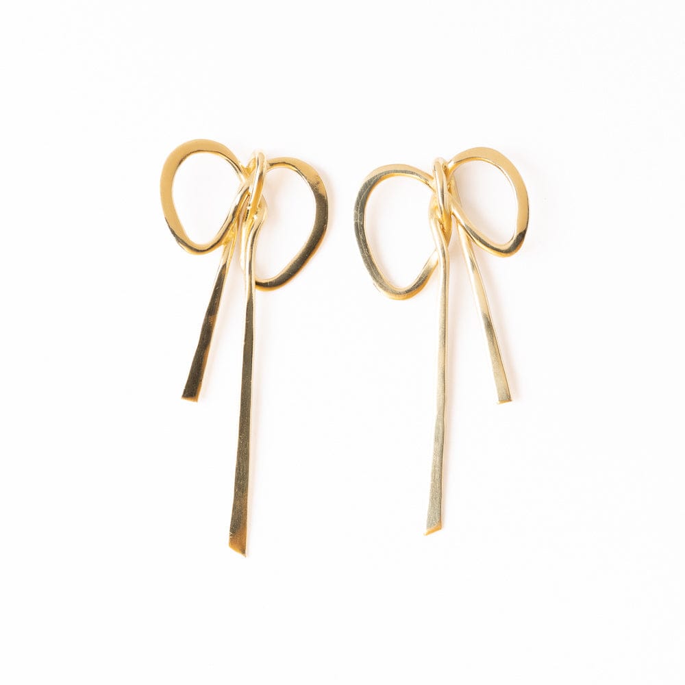 Katie Large Bow Post Earrings Brass