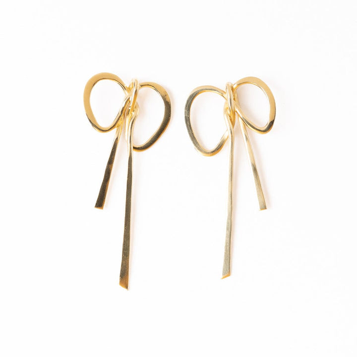 Katie Large Bow Post Earrings Brass