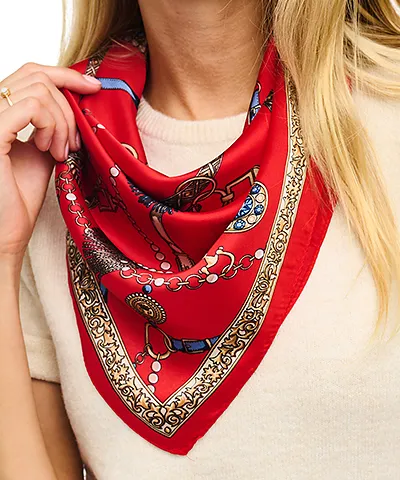 Bit Chain Tassel Silky Scarf