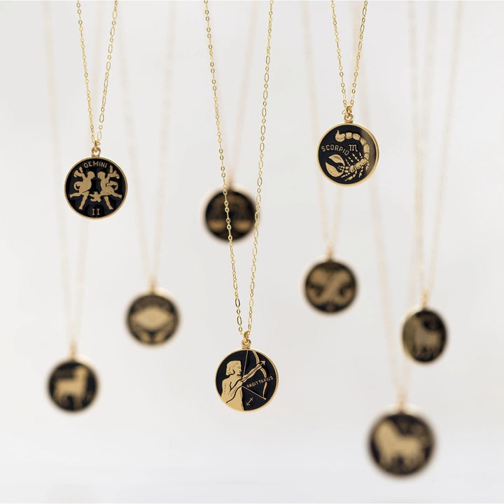 Amano Black Enamel Zodiac Necklace
