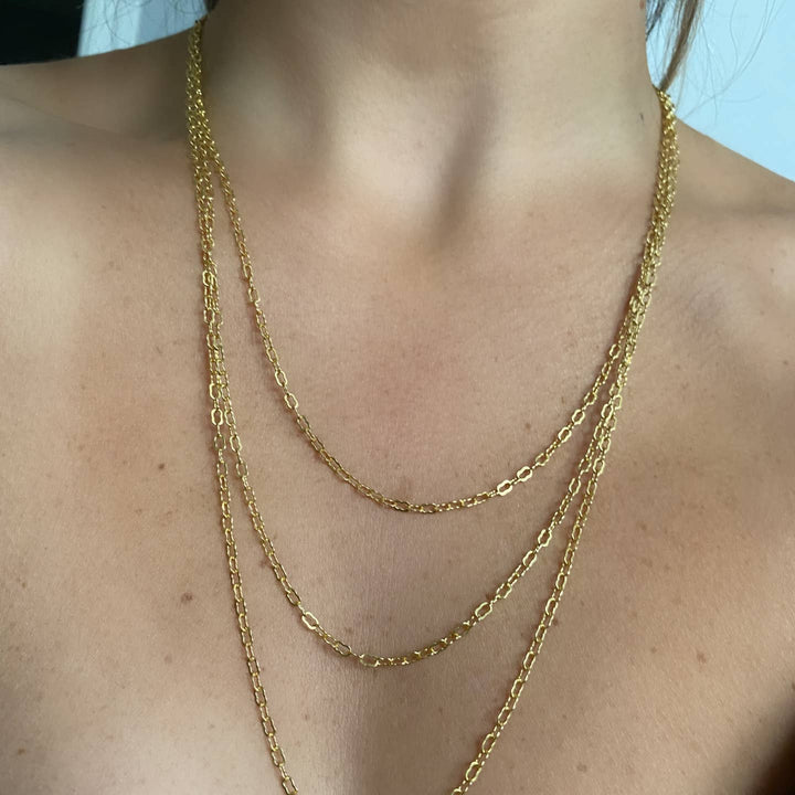 Brass 3 Layer Waterfall Link Necklace