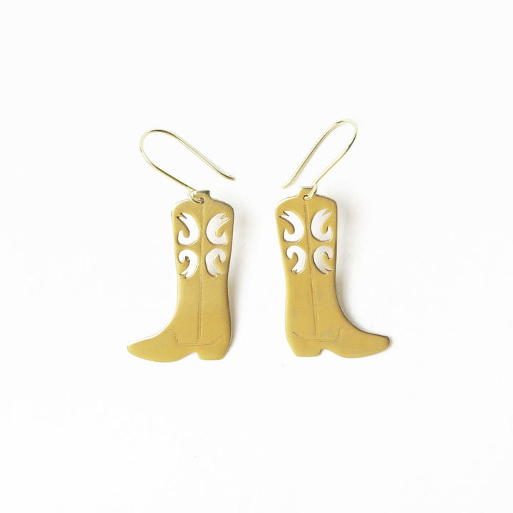 Lacey Boot Earrings Brass