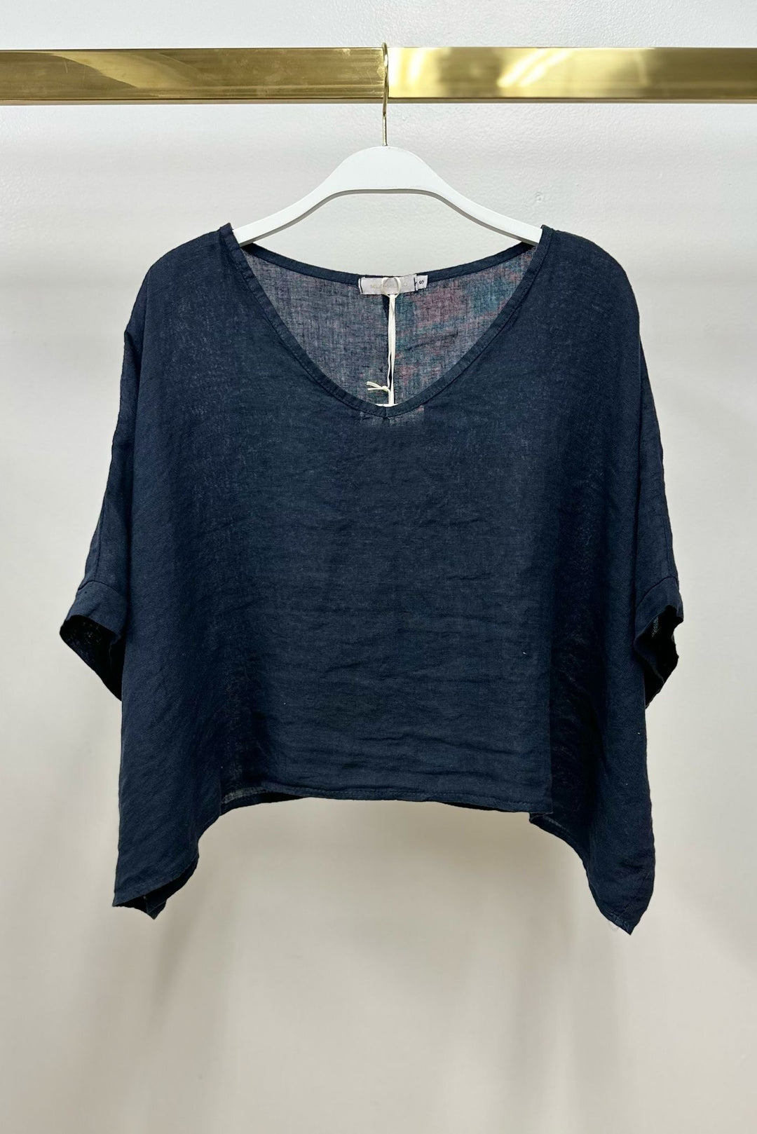V-Neck Linen Dolman Sleeve Crop Top