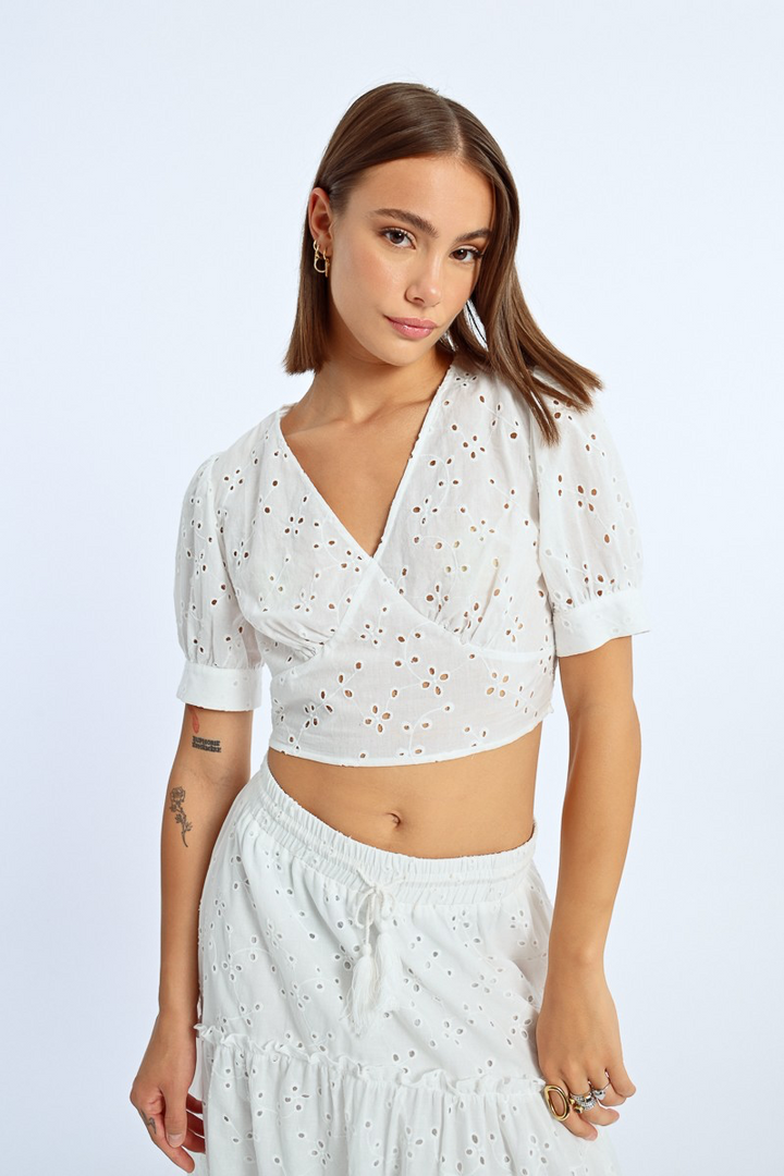 Puff Sleeve Deep V Top