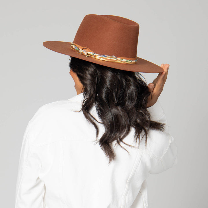 Brown Felt Stiff Gold  Fedora