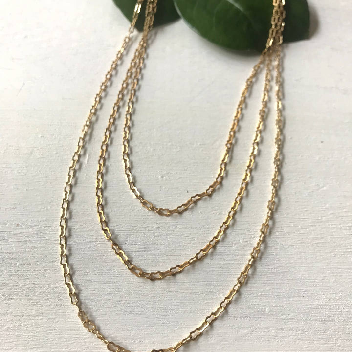 Brass 3 Layer Waterfall Link Necklace