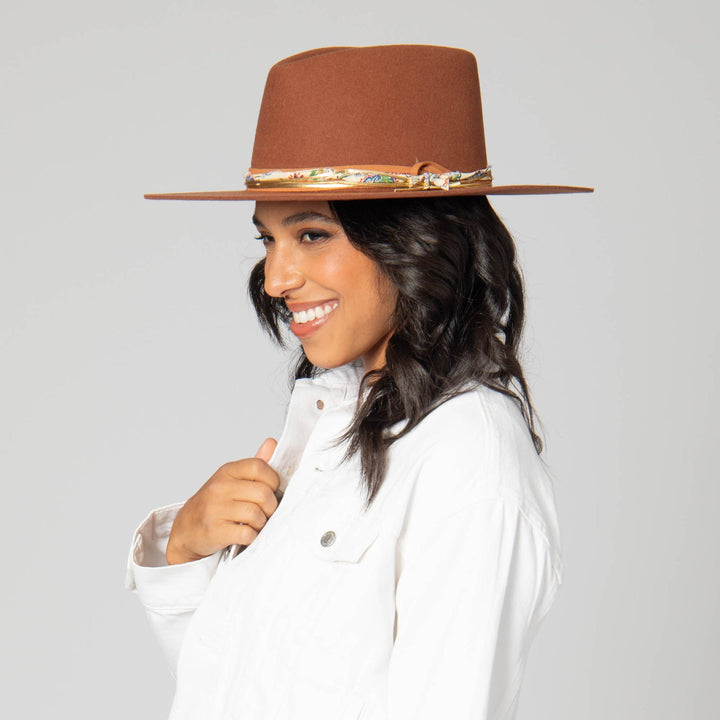 Brown Felt Stiff Gold  Fedora