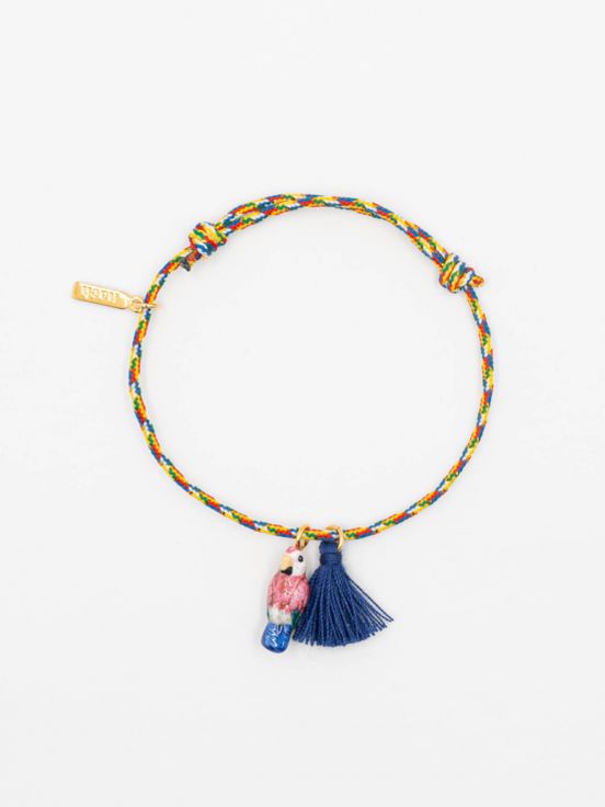 Pink Parrot Pom Charm Bracelet