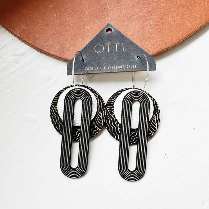 Black & White Linework Arch Earrings