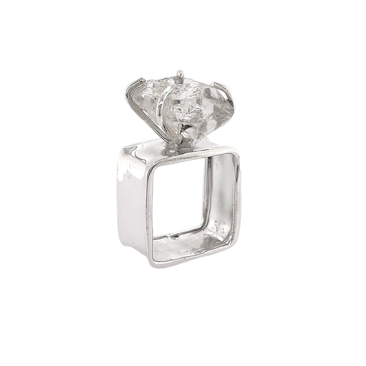 Square Sterling Herkimer Diamond Ring