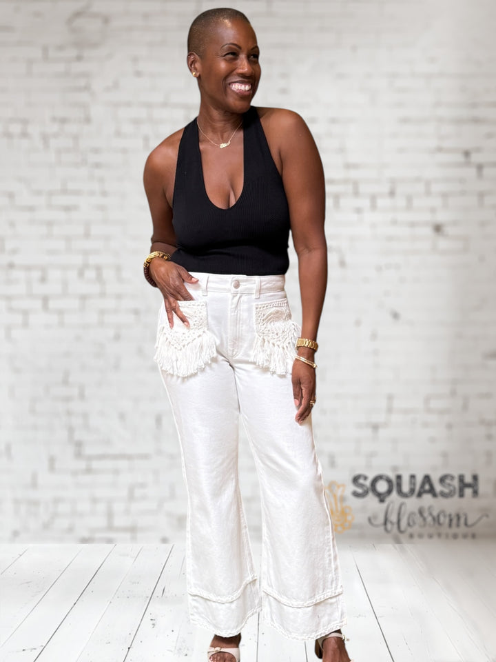 Fringe Pocket Twill Pants