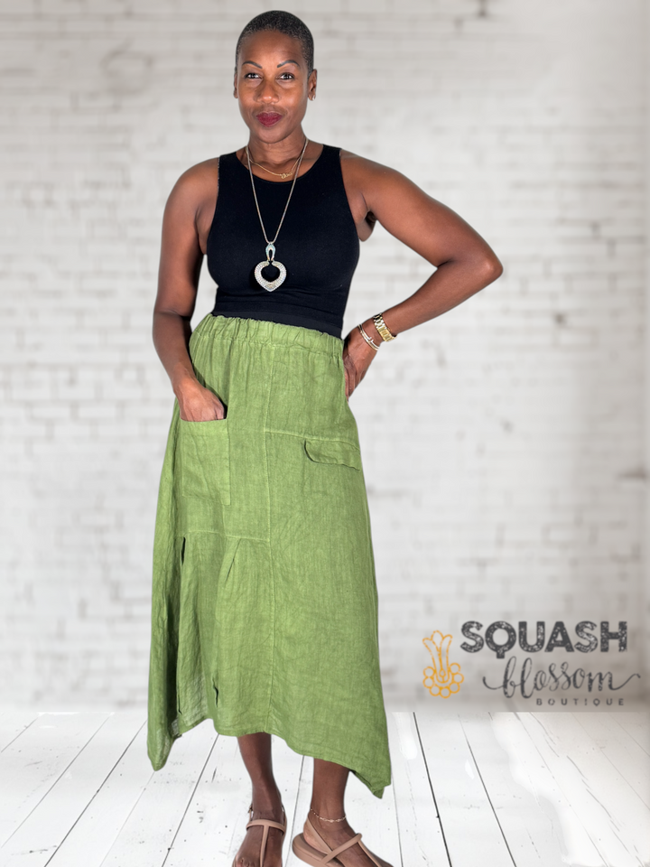 Linen Midi Skirt