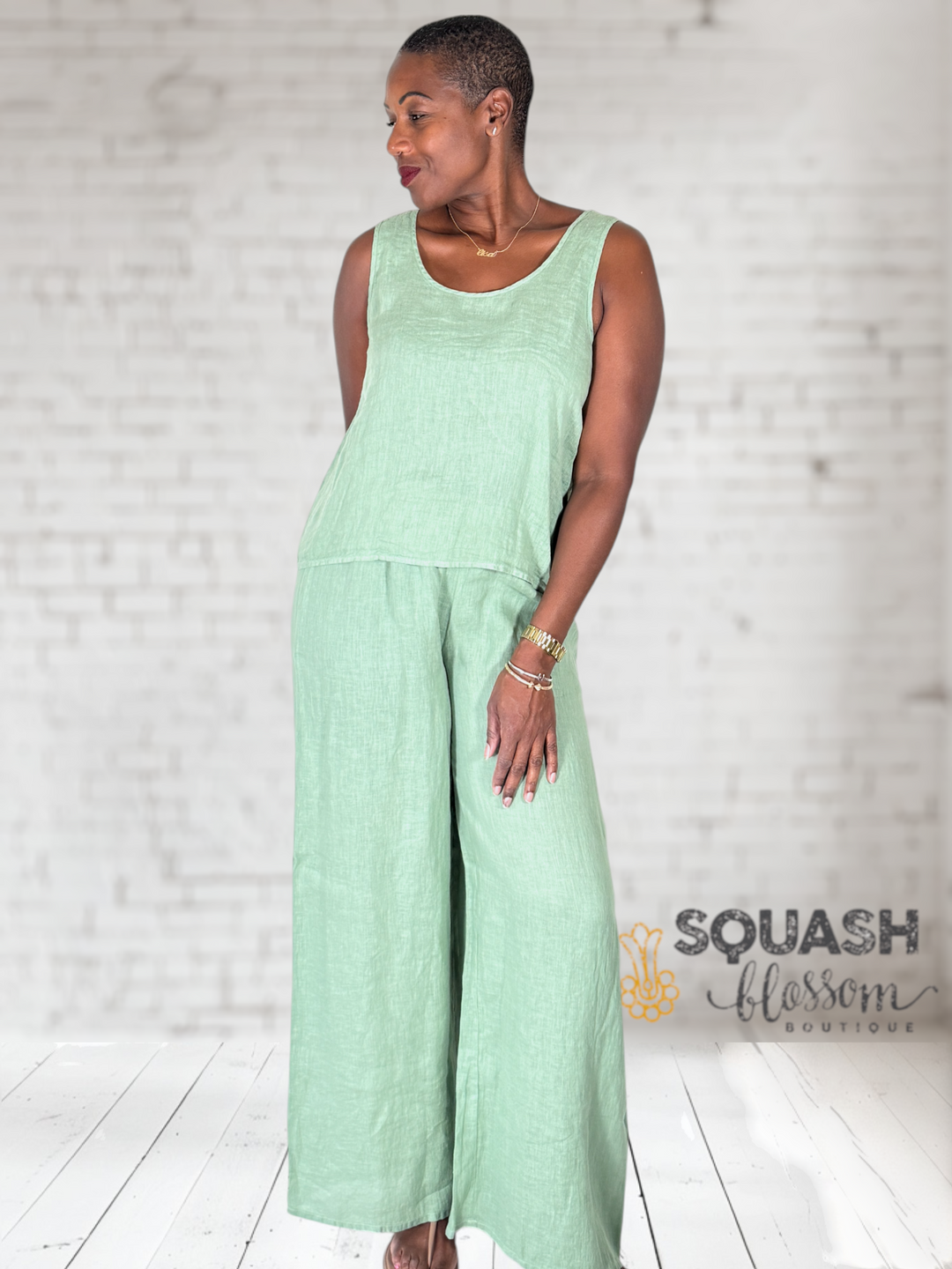 2 Piece Linen Tank + Wide Leg Set