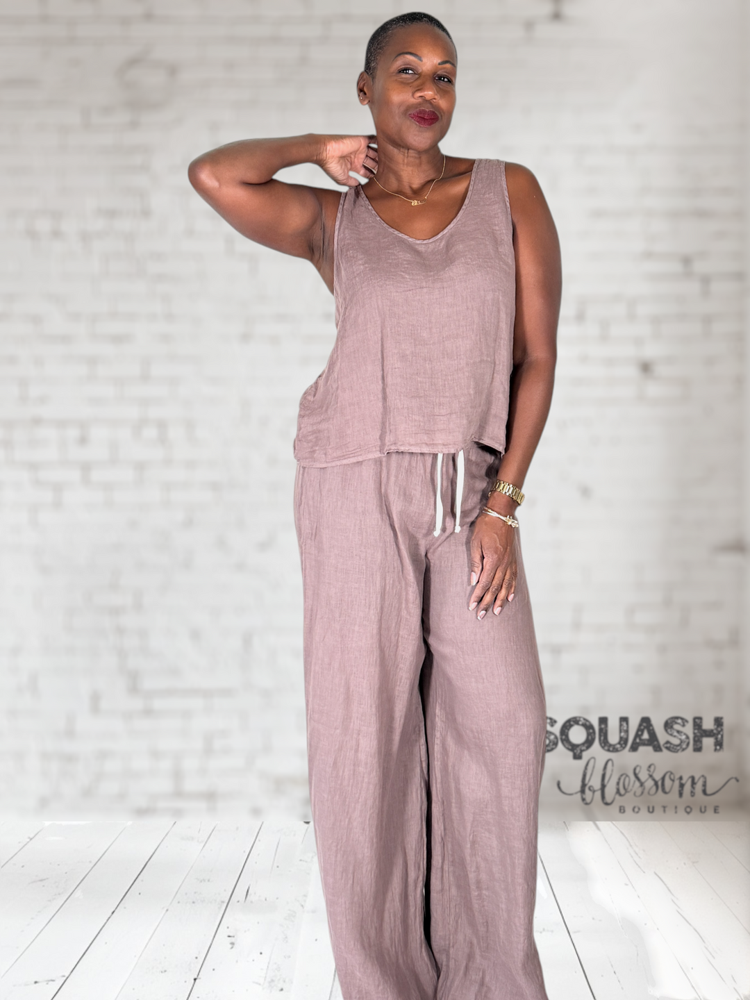 2 Piece Linen Tank + Wide Leg Set