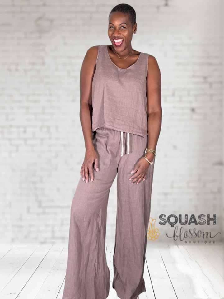 2 Piece Linen Tank + Wide Leg Set