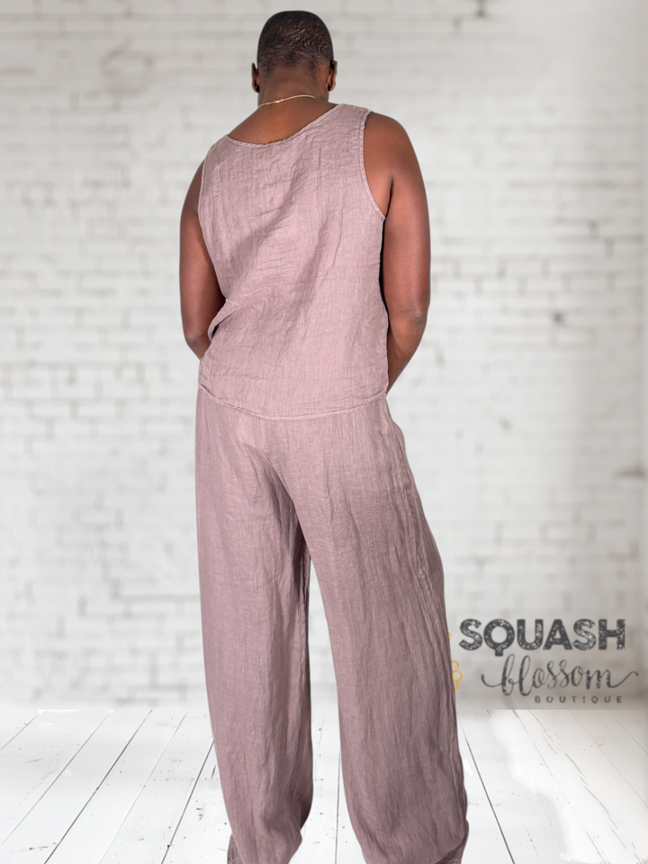 2 Piece Linen Tank + Wide Leg Set