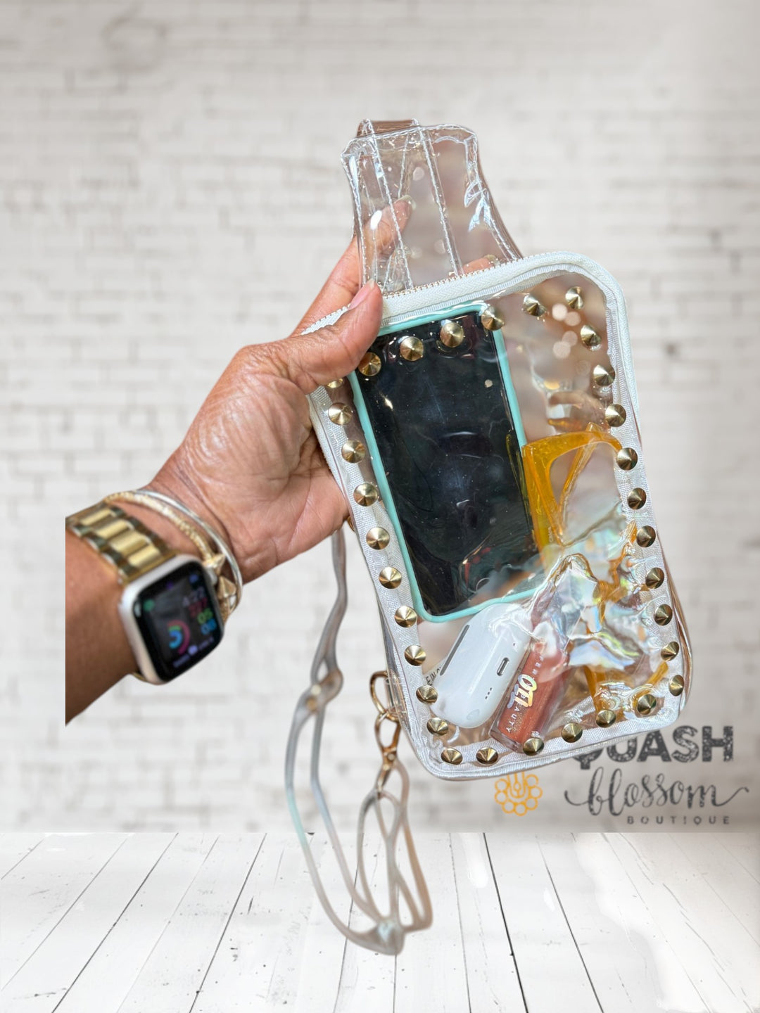 Clear Sling Studded Bag